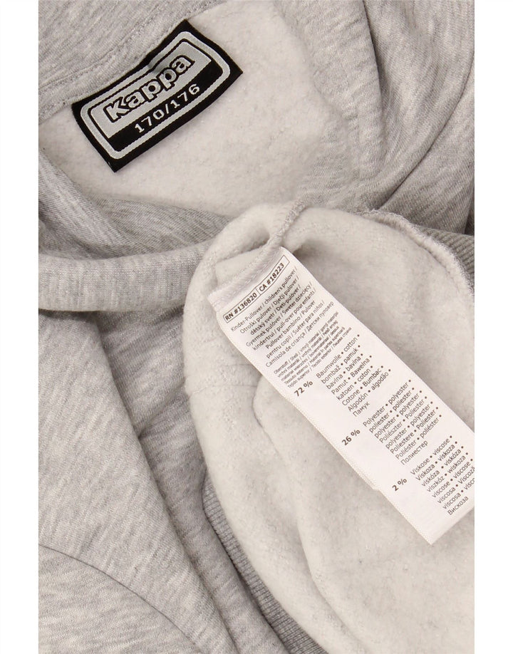 KAPPA Boys Graphic Hoodie Jumper 15-16 Years Grey Cotton Vintage Kappa and Second-Hand Kappa from Messina Hembry 