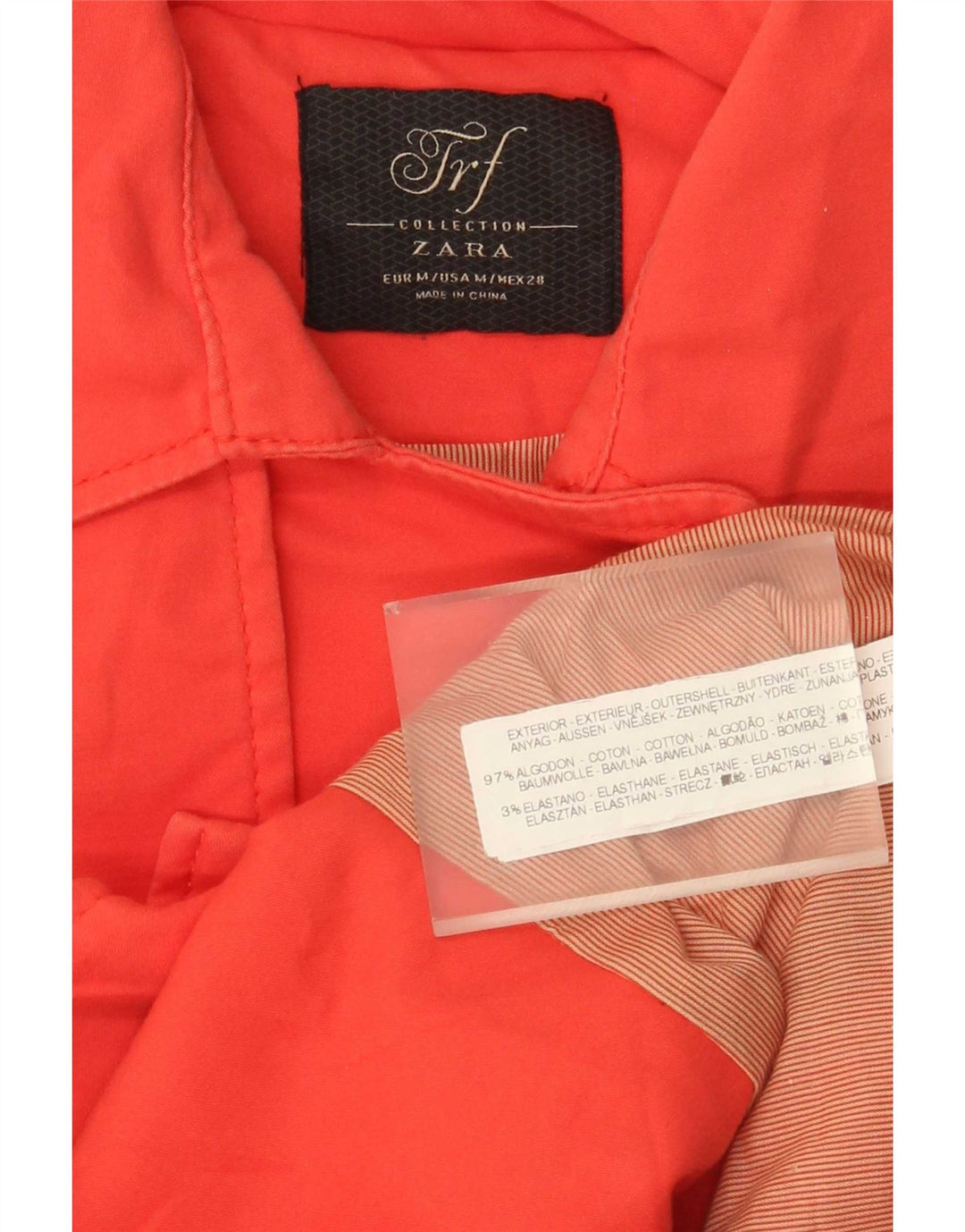 Zara Womens Short Trench Coat UK 12 Medium Orange Cotton