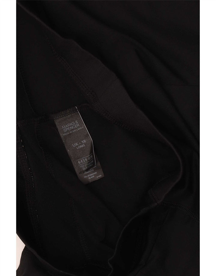 Marks & Spencer Womens Tracksuit Trousers UK 16 Large Black Polyester