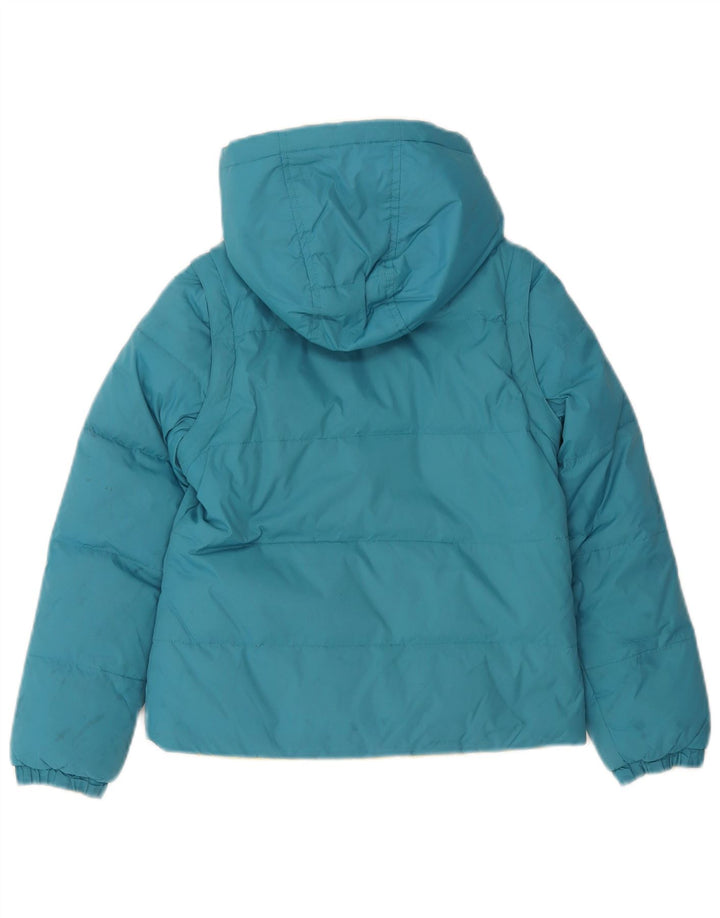 Benetton Girls Hooded Reversible Padded Jacket 7-8 Years Medium Blue