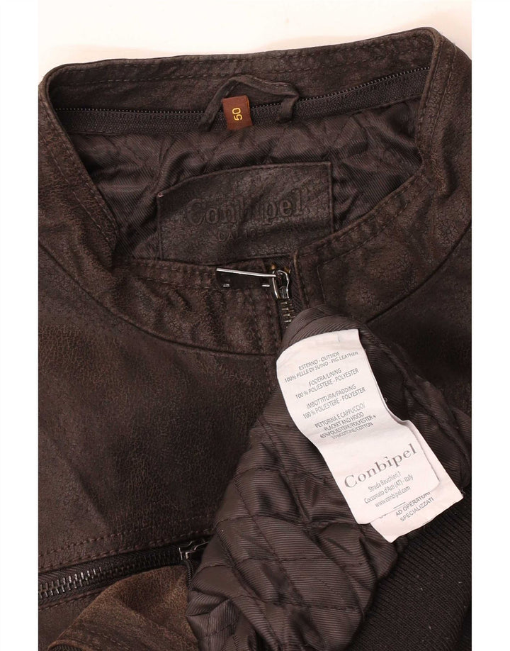 Conbipel Ανδρικό Δερμάτινο Μπουφάν Bomber IT 50 Large Brown
