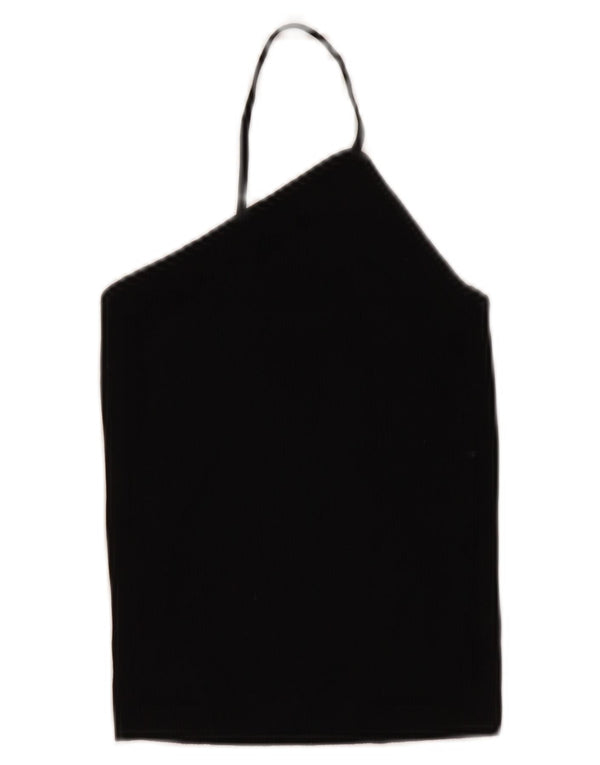 Zara Damen Crop Top UK 10 Small Schwarze Viskose