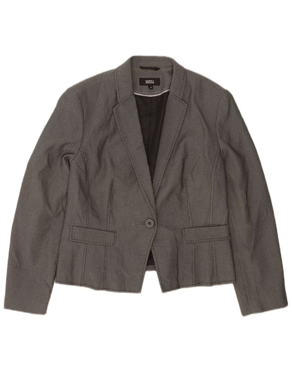 Jaqueta blazer feminina Marks & Spencer com 1 botão Reino Unido 14 poliéster cinza médio