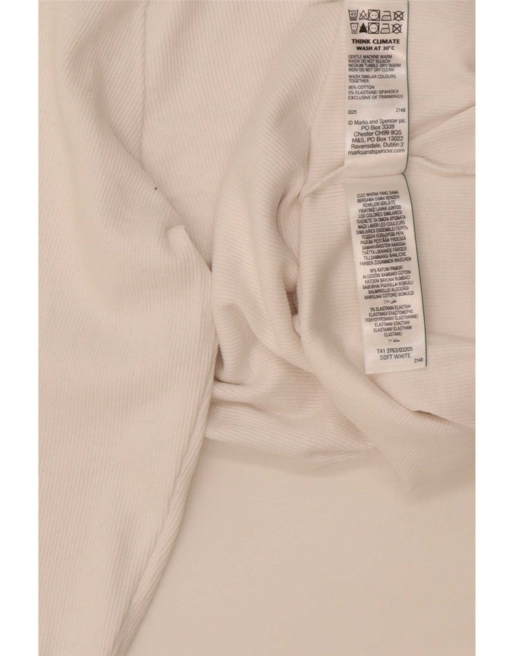 Marks & Spencer Damen Top Langarm UK 16 Large Weiße Baumwolle