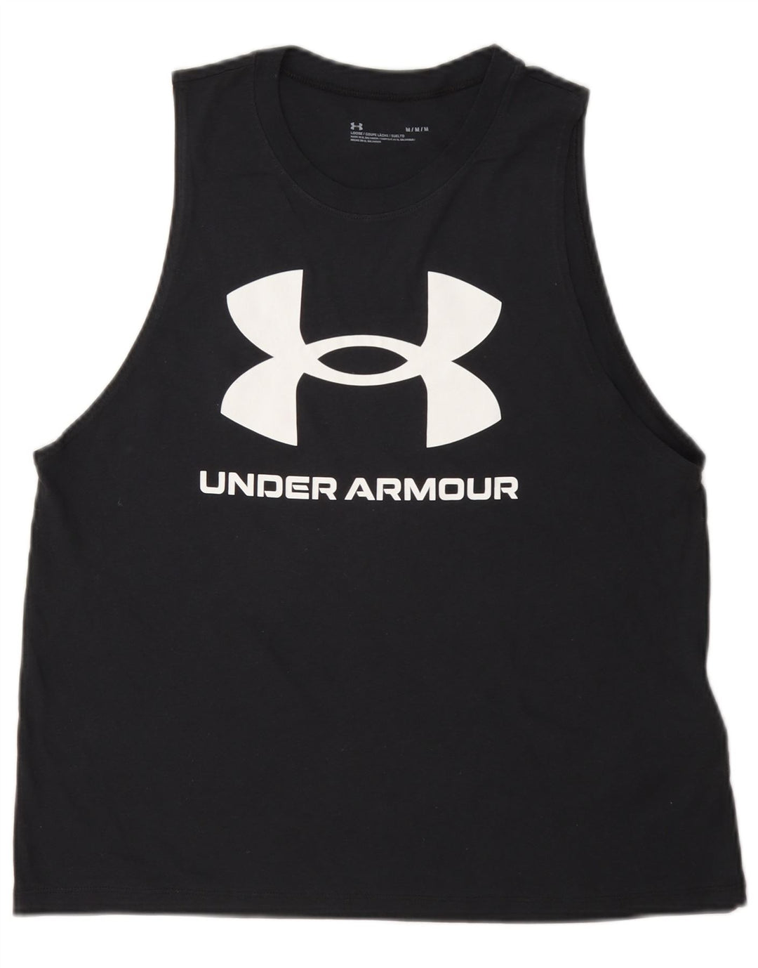 Under Armour Womens Graphic Vest Top UK 14 Medium Black Cotton