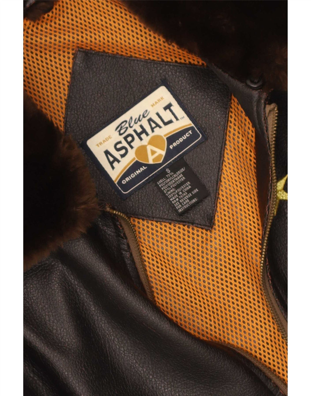 Blue Asphalt Womens Graphic Bomber Jacket UK 10 Small Brown Colourblock