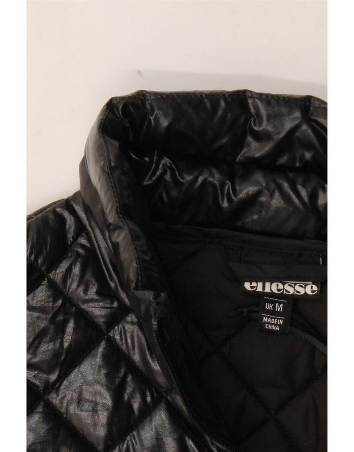 ELLESSE Mens Padded Jacket UK 38 Medium Black Polyester Vintage Ellesse and Second-Hand Ellesse from Messina Hembry 