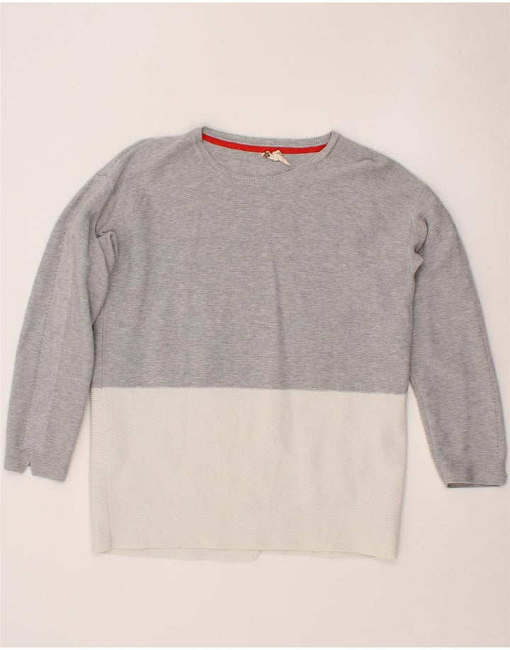 WHITE STUFF Womens Crew Neck Jumper Sweater UK 12 Medium Grey Colourblock Vintage White Stuff and Second-Hand White Stuff from Messina Hembry 