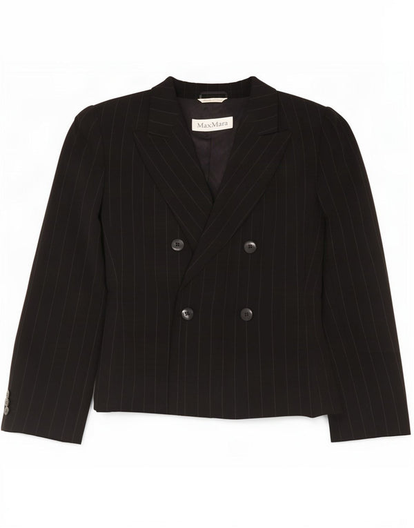 Giacca blazer doppiopetto da donna Max Mara UK 12 gessato medio nero