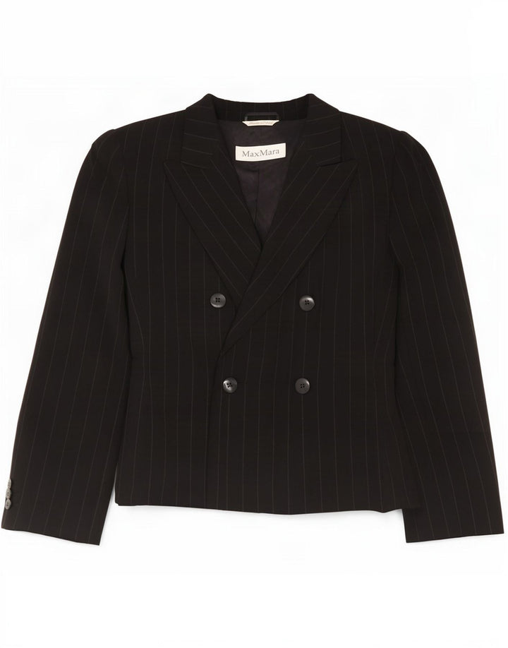 Jachetă Blazer pentru femei Max Mara, cu două piept, UK 12 Medium Black Pinstripe