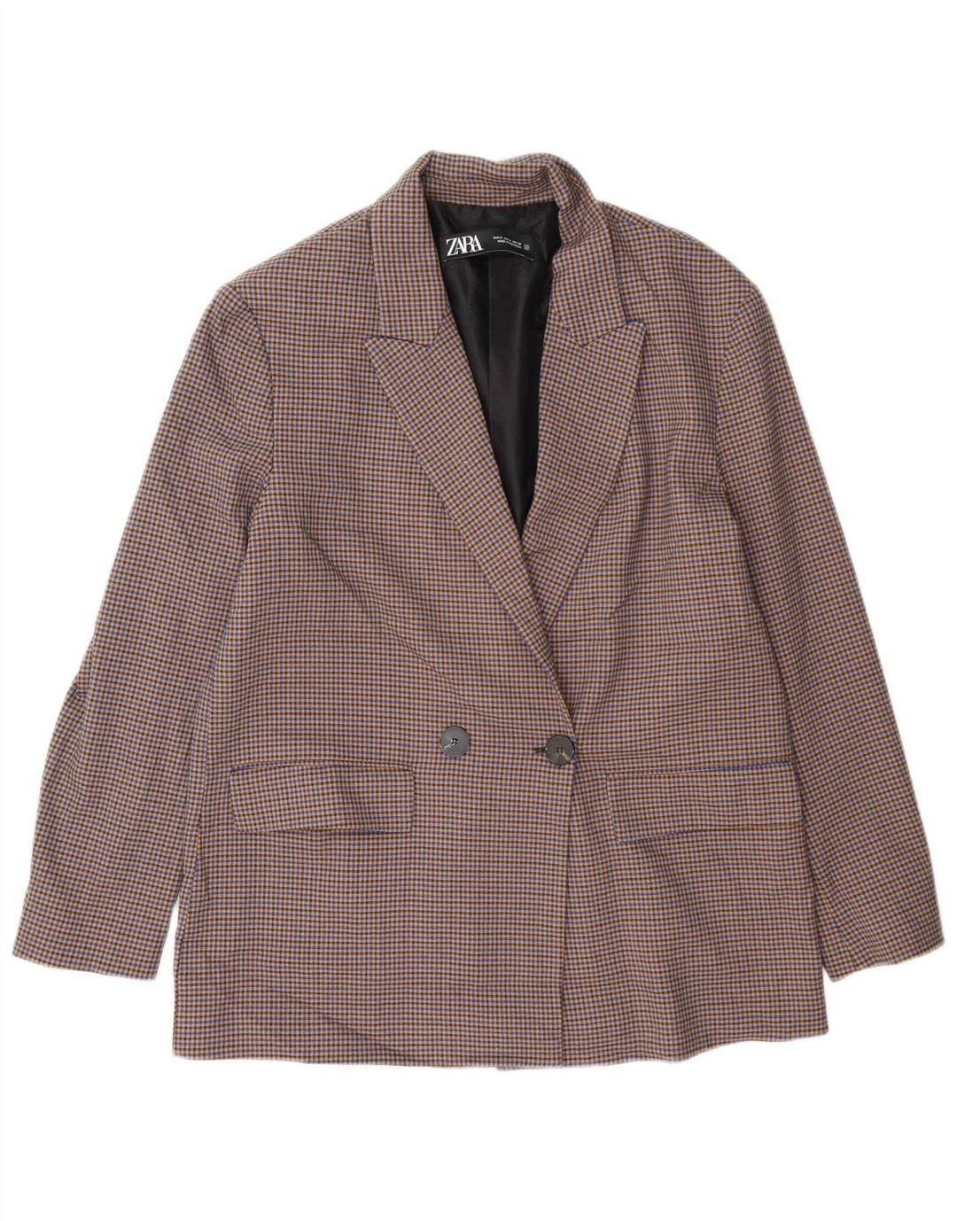 Zara Veste blazer surdimensionnée pour femme UK 10 Petit pied-de-poule multicolore