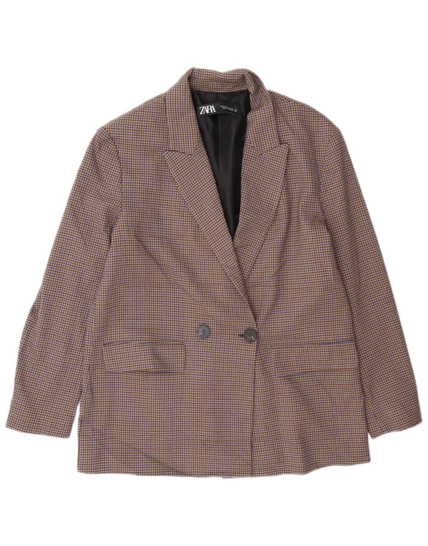 Zara Veste blazer surdimensionnée pour femme UK 10 Petit pied-de-poule multicolore