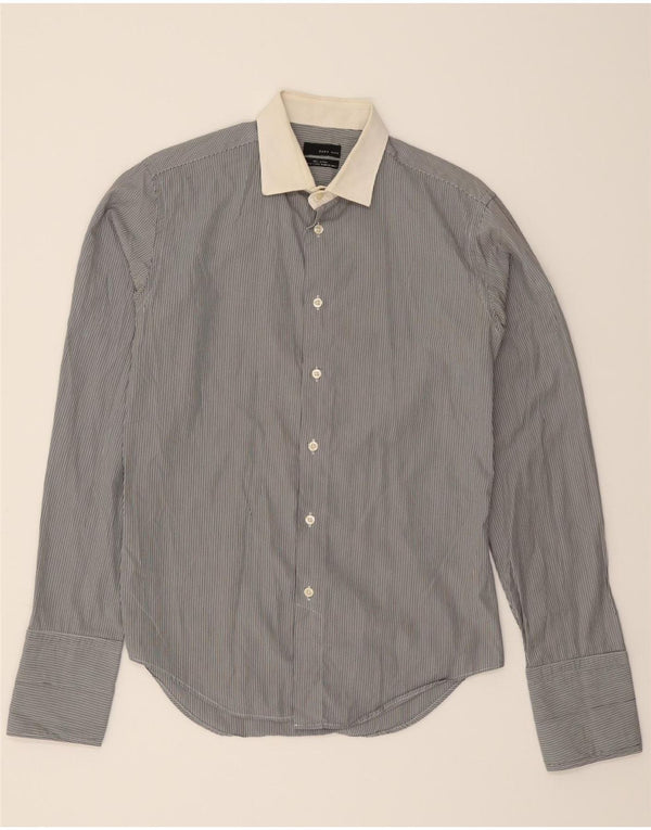 ZARA Mens Shirt Medium Grey Pinstripe Cotton