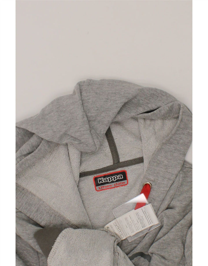 KAPPA Boys Graphic Hoodie Jumper 11-12 Years Grey Cotton Vintage Kappa and Second-Hand Kappa from Messina Hembry 