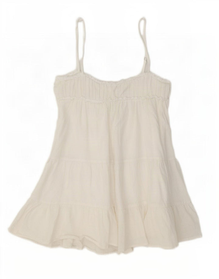 Zara Γυναικείο Sundress UK 12 Μεσαίο λευκό βαμβακερό