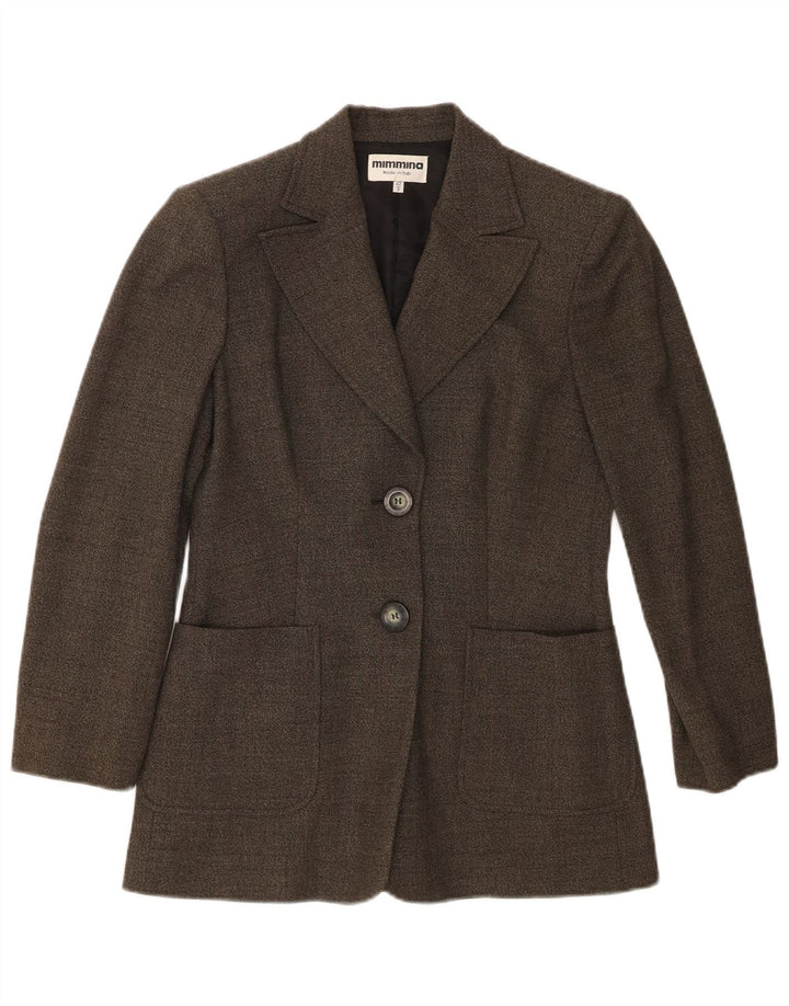 MIMMINA Womens 2 Button Blazer Jacket IT 42 Medium Brown Virgin Wool