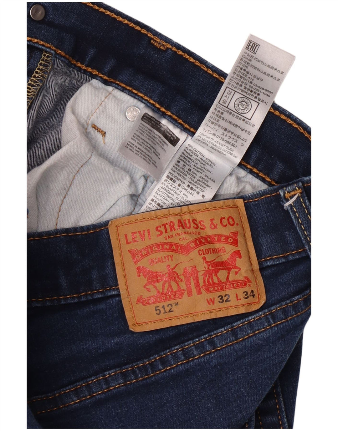 Levi's Mens 512 Slim Tapered Jeans W32 L31 Blue Cotton
