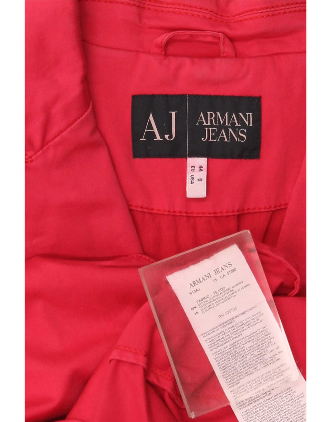 Jaqueta blazer feminina Armani Jeans com 3 botões EUA 8 algodão rosa médio