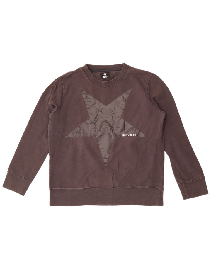 Converse Womens Graphic Sweatshirt Jumper UK 16 Large Grey Cotton