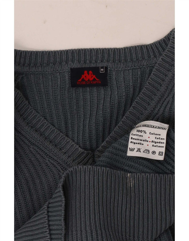 Kappa Mens V-Neck Jumper Sweater Medium Grey Cotton