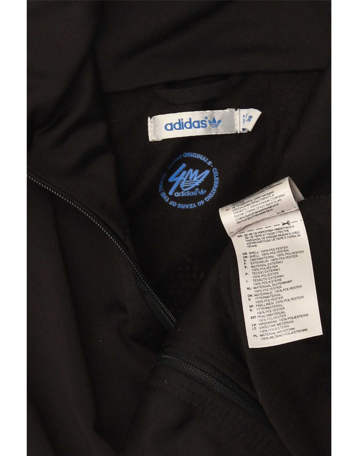 Adidas Womens Graphic Tracksuit Top Jacket IT 38 XS Black Polyester