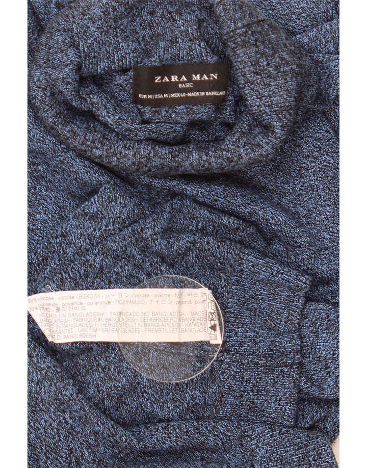 Zara Herre rullehals sweater Medium Blue Flecked Viscose