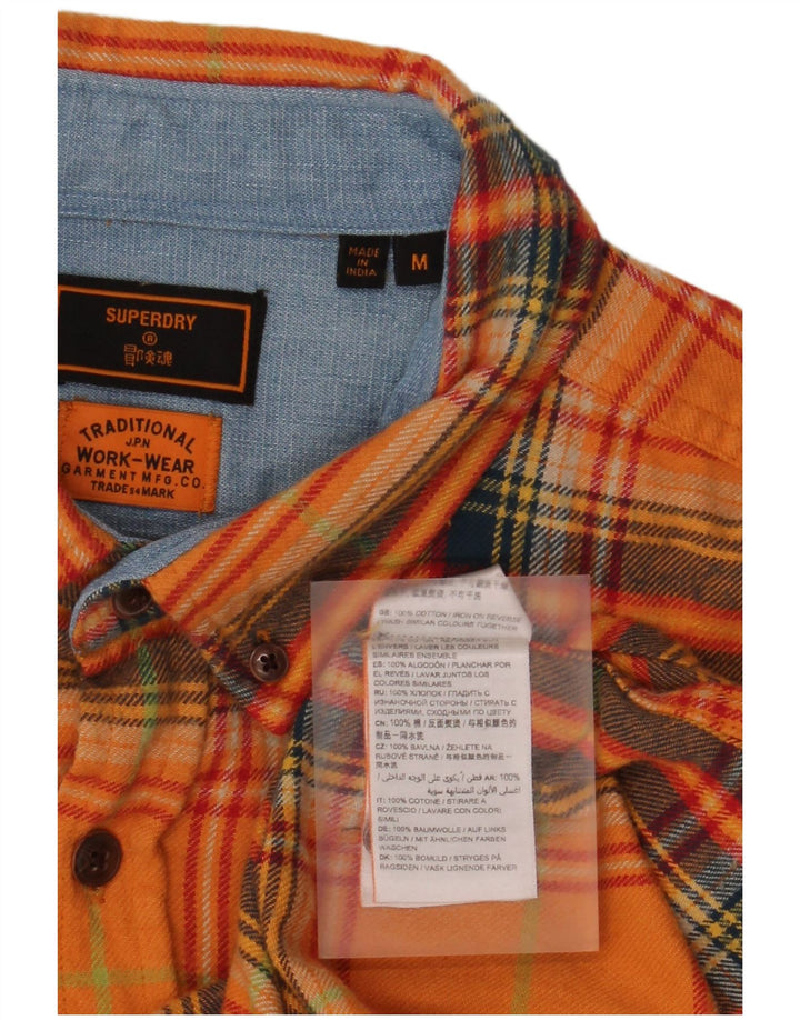 Męska koszula flanelowa Superdry, bawełniana w średnią pomarańczową kratę