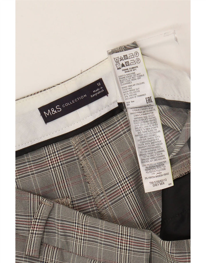 Marks & Spencer Womens Chino Trousers UK 12 Medium W32 L33 Grey Houndstooth