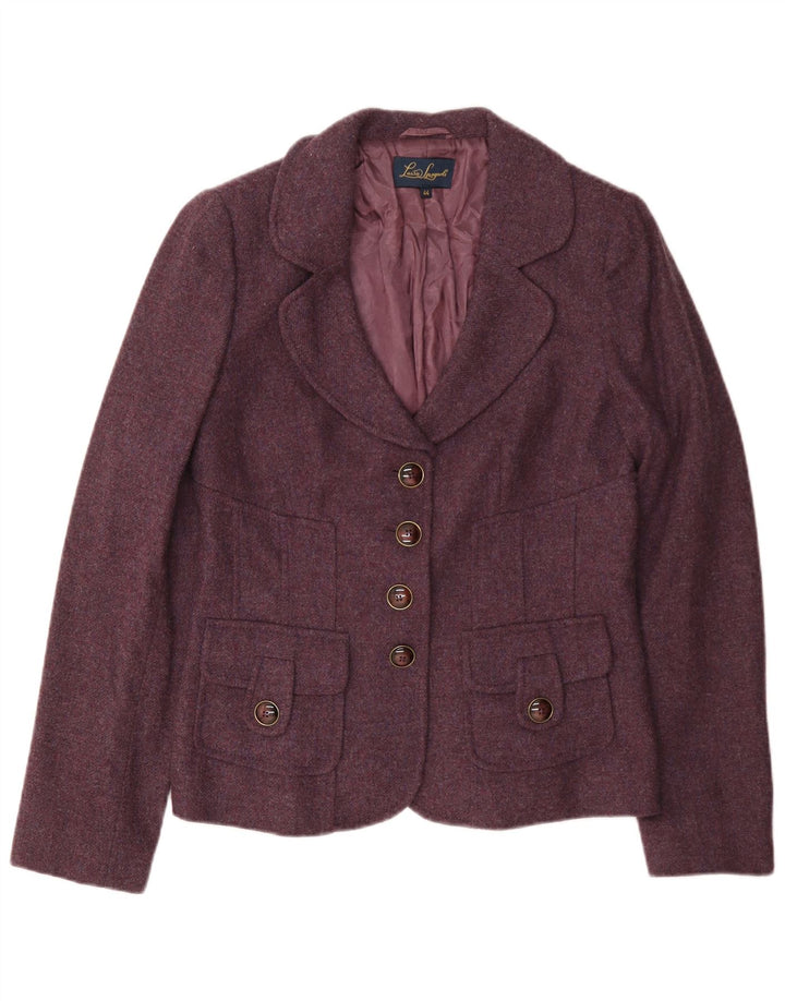 Luisa Spagnoli Damen 4-Knopf-Blazerjacke IT 44 mittlere burgunderrote Wolle