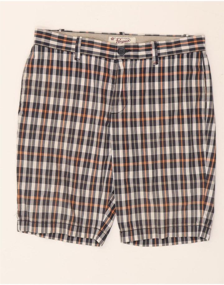 Penguin Mens Chino Shorts W32 Medium  Multicoloured Check Cotton