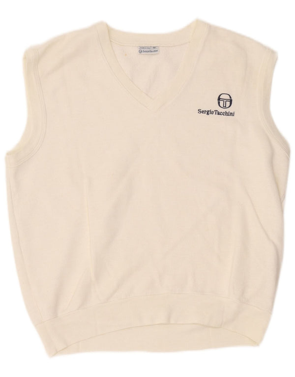 Sergio Tacchini Herre Ærmeløs Sweatshirt Jumper Medium Hvid Akryl