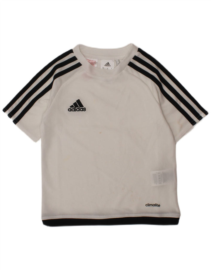 ADIDAS Boys Climalite T-Shirt Top 4-5 Years White Polyester