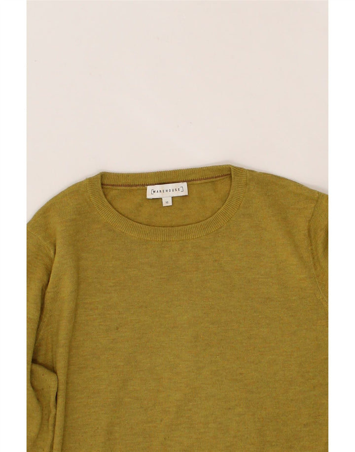 WAREHOUSE Womens Crew Neck Jumper Sweater UK 12 Medium  Green Polyester Vintage Warehouse and Second-Hand Warehouse from Messina Hembry 