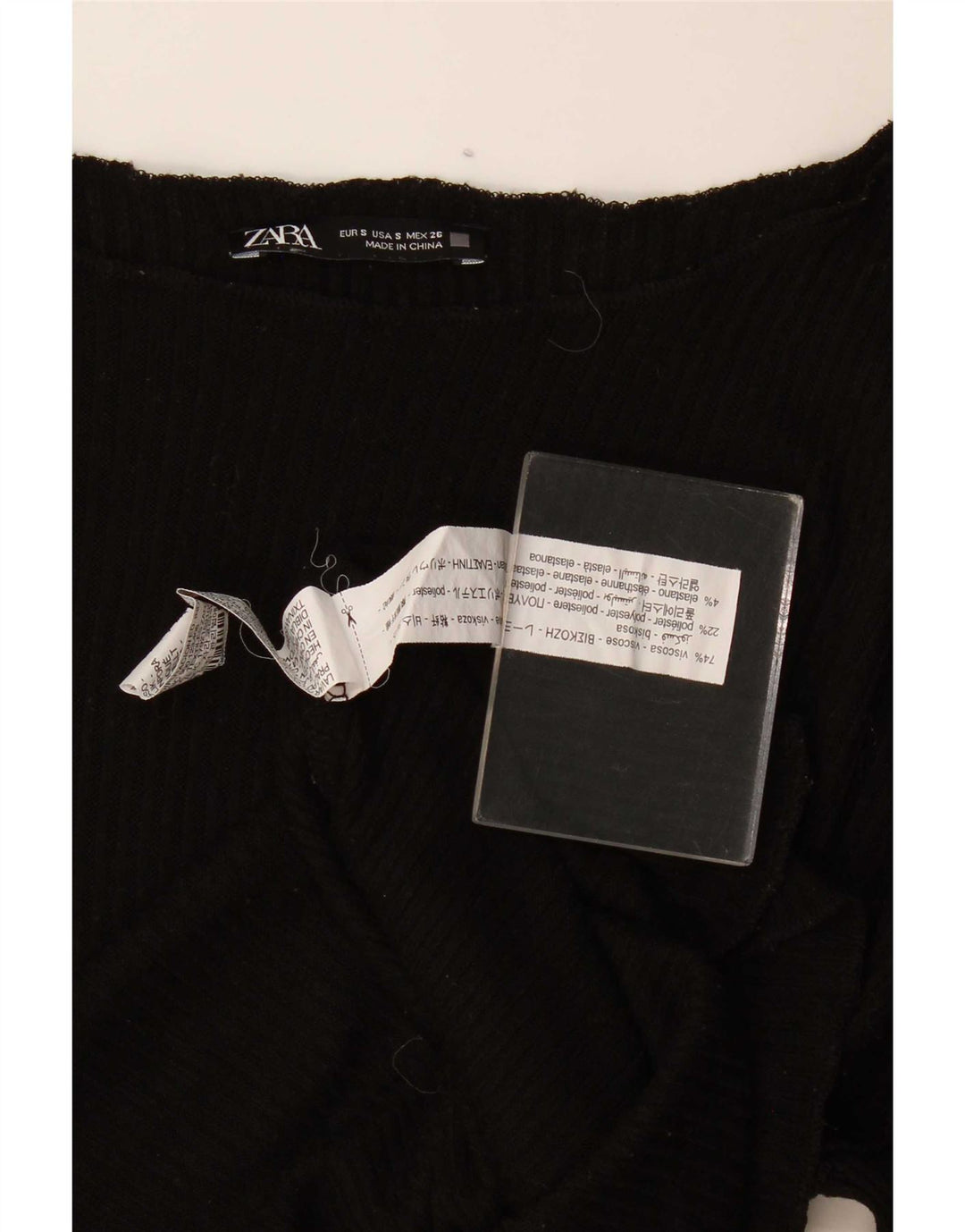 Zara Womens Oversized Top Long Sleeve UK 10 Small Black Viscose