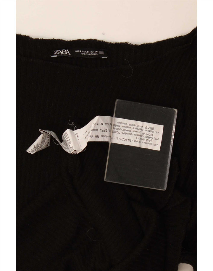 Zara Womens Oversized Top Long Sleeve UK 10 Small Black Viscose