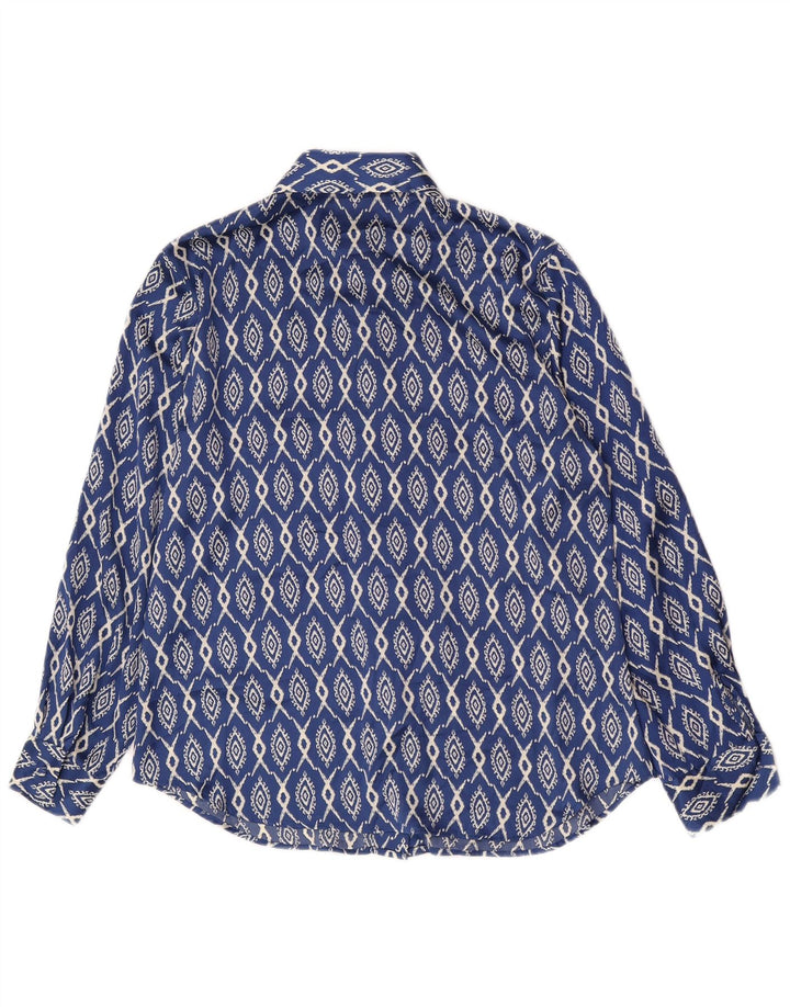 Zara Dameskjorte UK 10 Small Blue Ikat