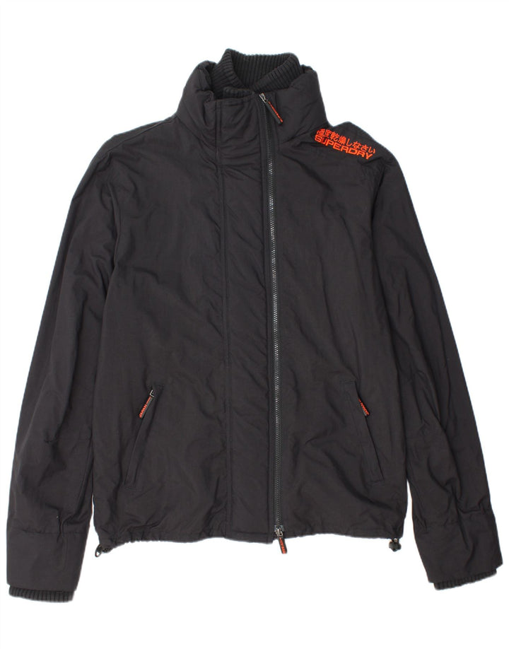 SUPERDRY Womens Graphic Rain Jacket UK 18 XL Black Nylon