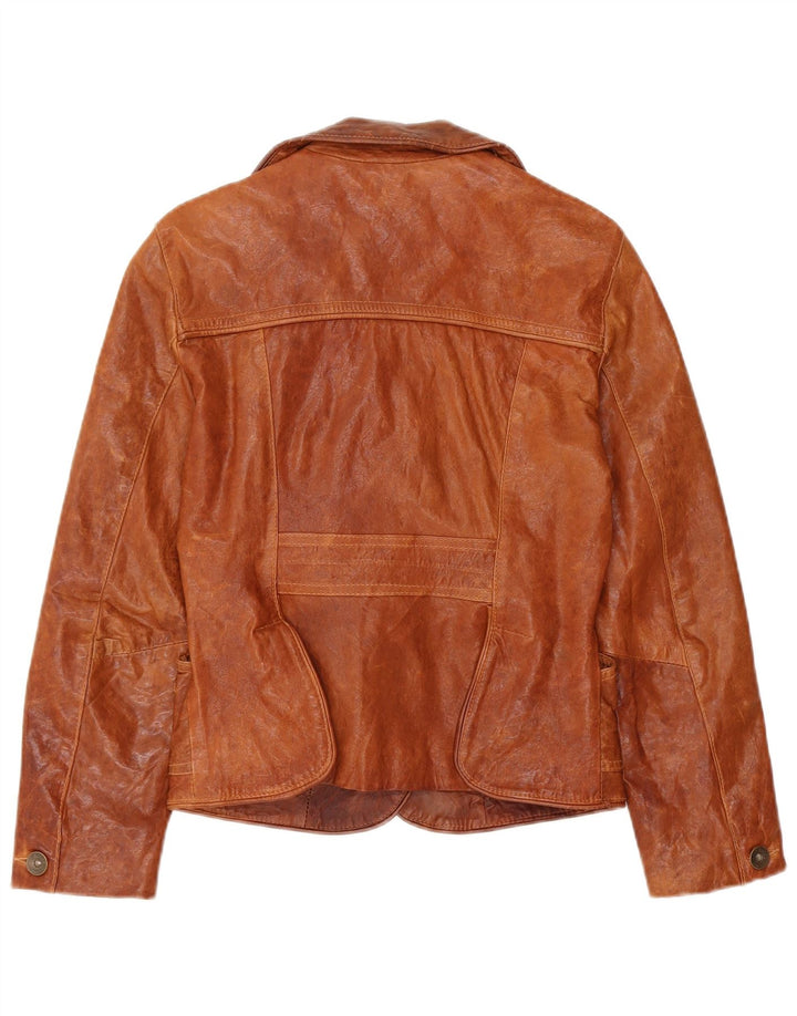 KOCCA Womens Leather Jacket UK 10 Small Brown Leather