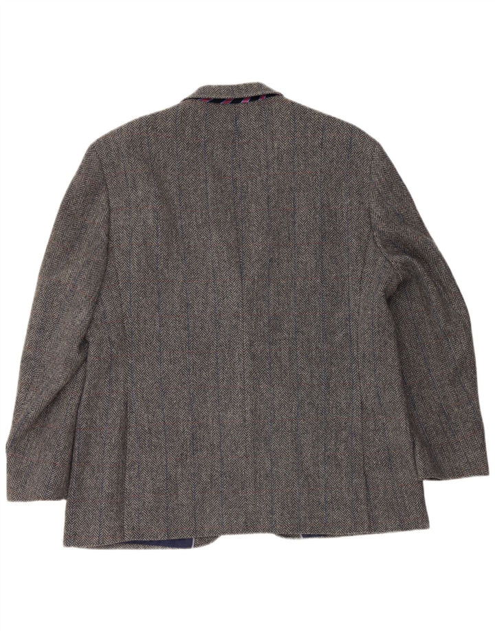 Marks & Spencer Mens 2 Button Blazer Jacket UK 46 XL Grey Herringbone Wool