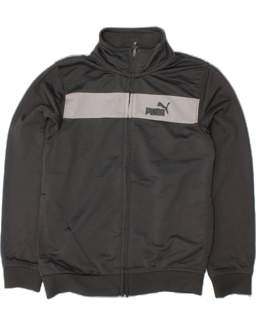 PUMA Boys Tracksuit Top Jacket 5-6 Years Grey Colourblock Polyester Vintage Puma and Second-Hand Puma from Messina Hembry 