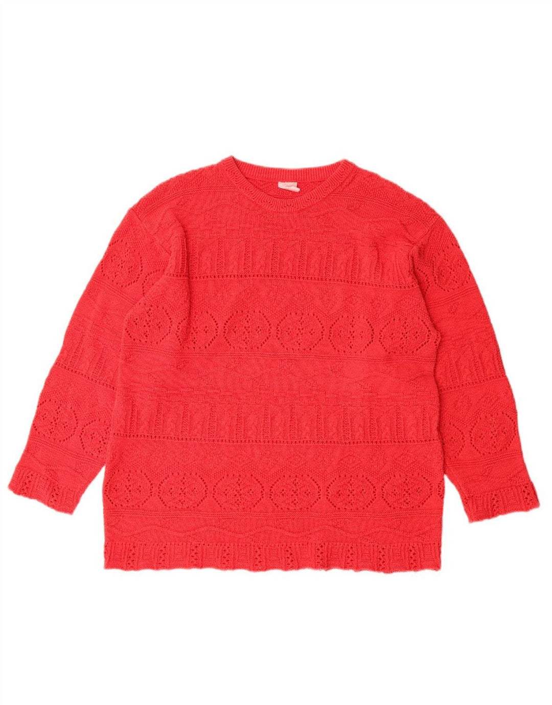 VINTAGE Womens Oversized Crew Neck Jumper Sweater UK 10 Small Red