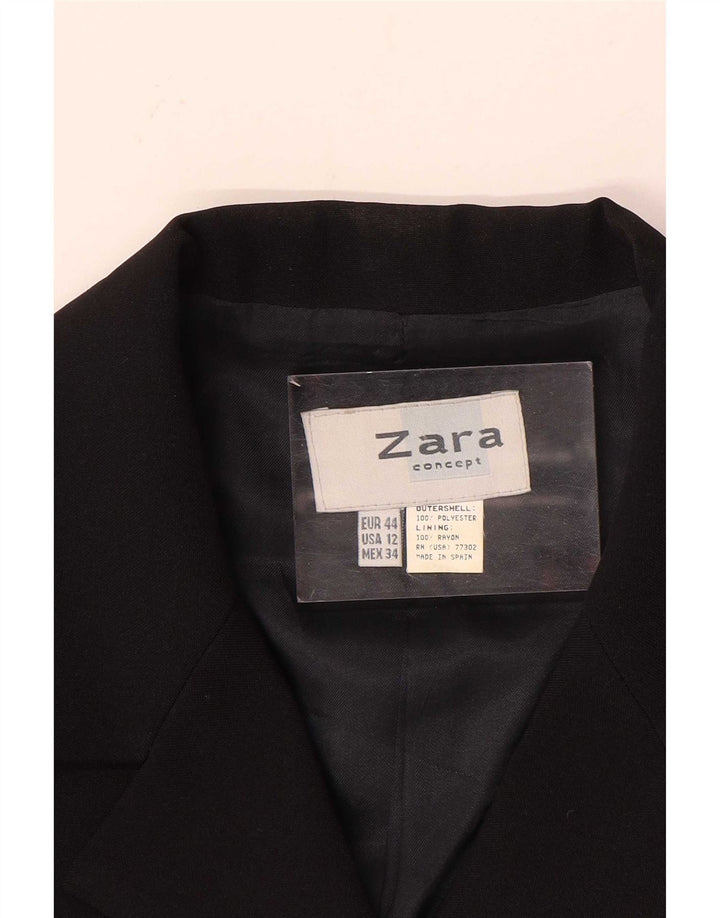 Zara Damen 4-Knopf-Blazerjacke EU 44 XL Schwarz Polyester
