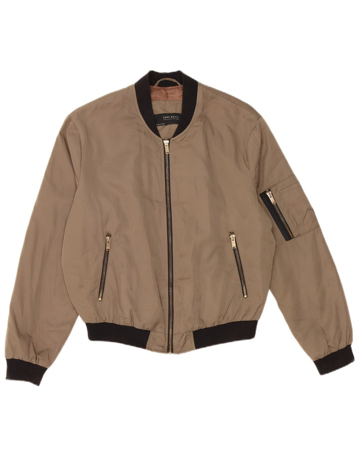 Giubbotto bomber oversize da donna ZARA UK 10 piccolo cotone verde