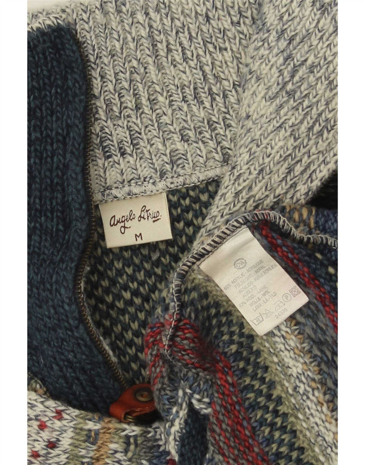 Angelo Litrico Maglione da uomo con zip e collo a righe medie multicolore
