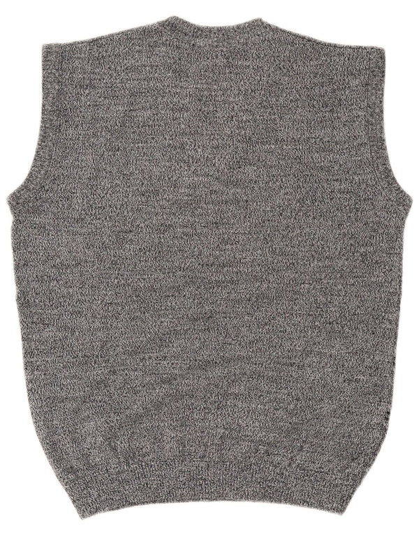 vintage Mens Vest Débardeur Gris Moyen Rayé