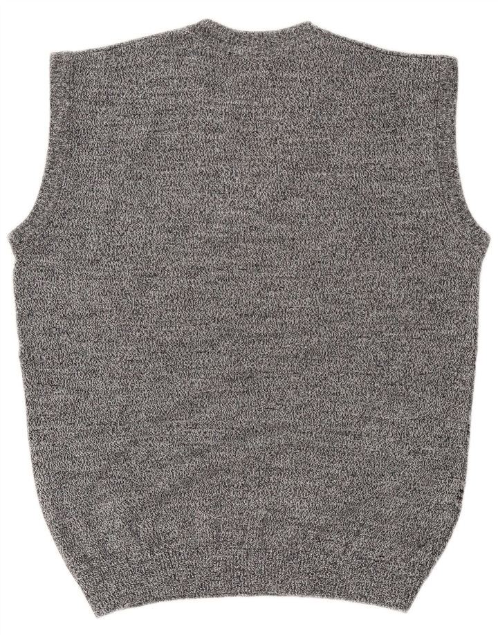 Vintage Mens Vest Tank Top Medium Grey Striped