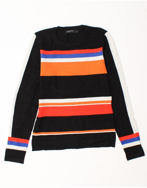 Karen Millen Womens Crew Neck Jumper Sweater UK 12 Medium Black Striped