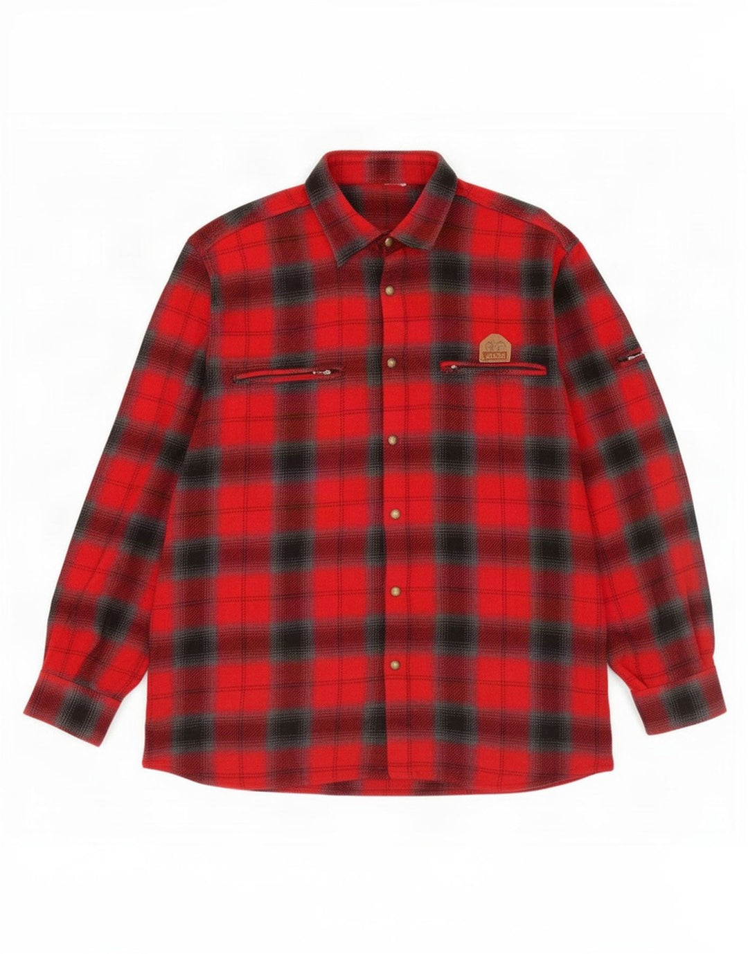 Vintage Mens Flannel Shirt Large Red Check