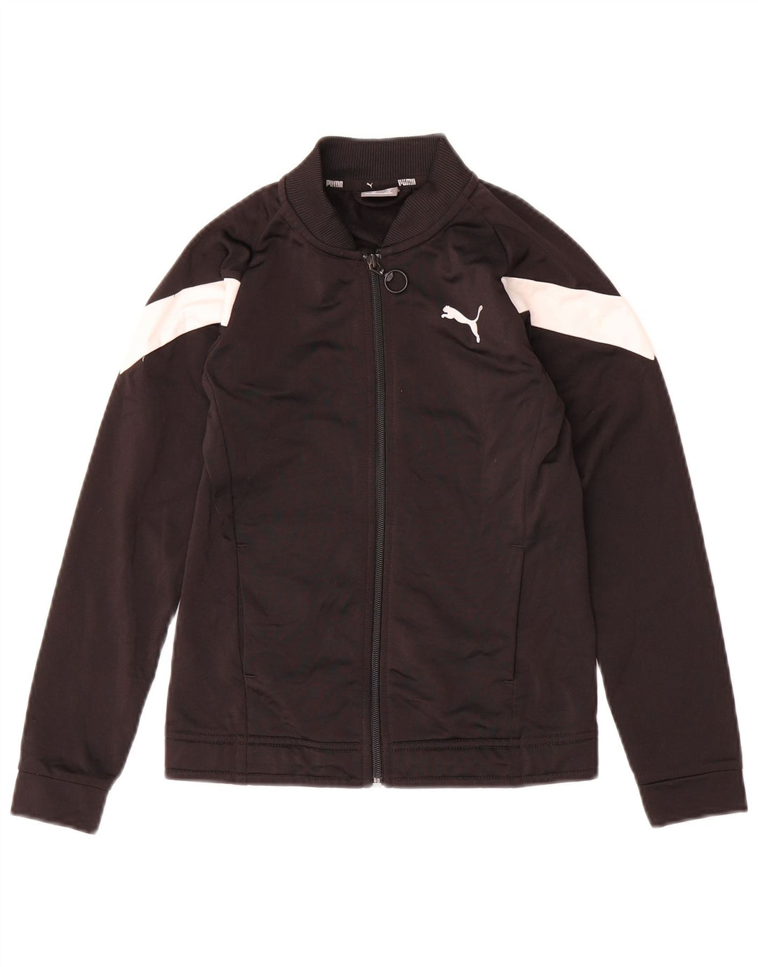 PUMA Boys Tracksuit Top Jacket 9-10 Years Black Colourblock Polyester
