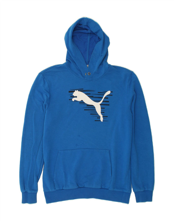 PUMA Mens Graphic Hoodie Jumper Medium Blue Cotton Vintage Puma and Second-Hand Puma from Messina Hembry 